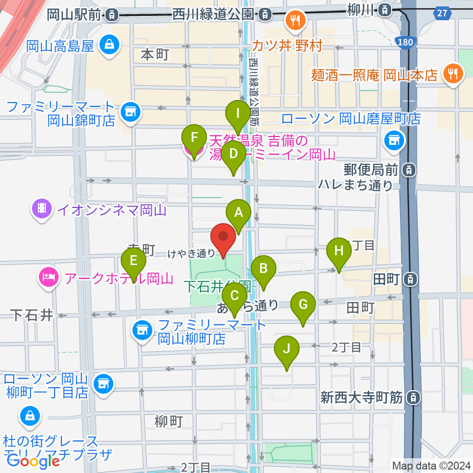 西川アイプラザ周辺のホテル一覧地図