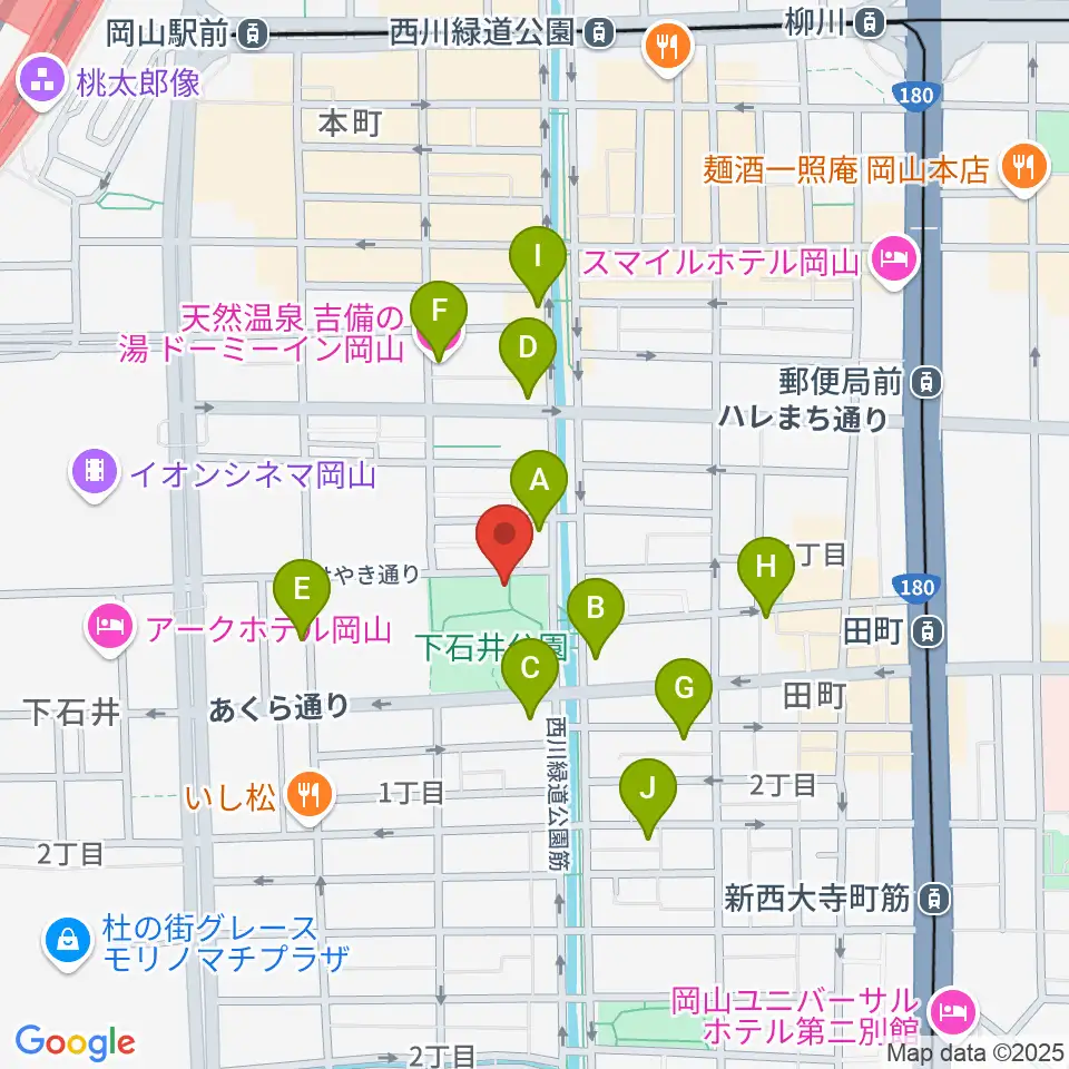 西川アイプラザ周辺のホテル一覧地図