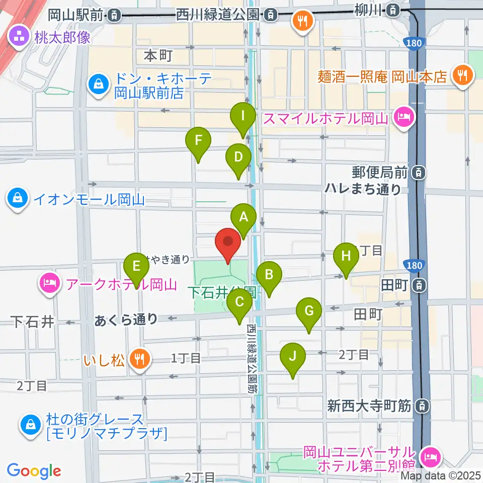 西川アイプラザ周辺のホテル一覧地図