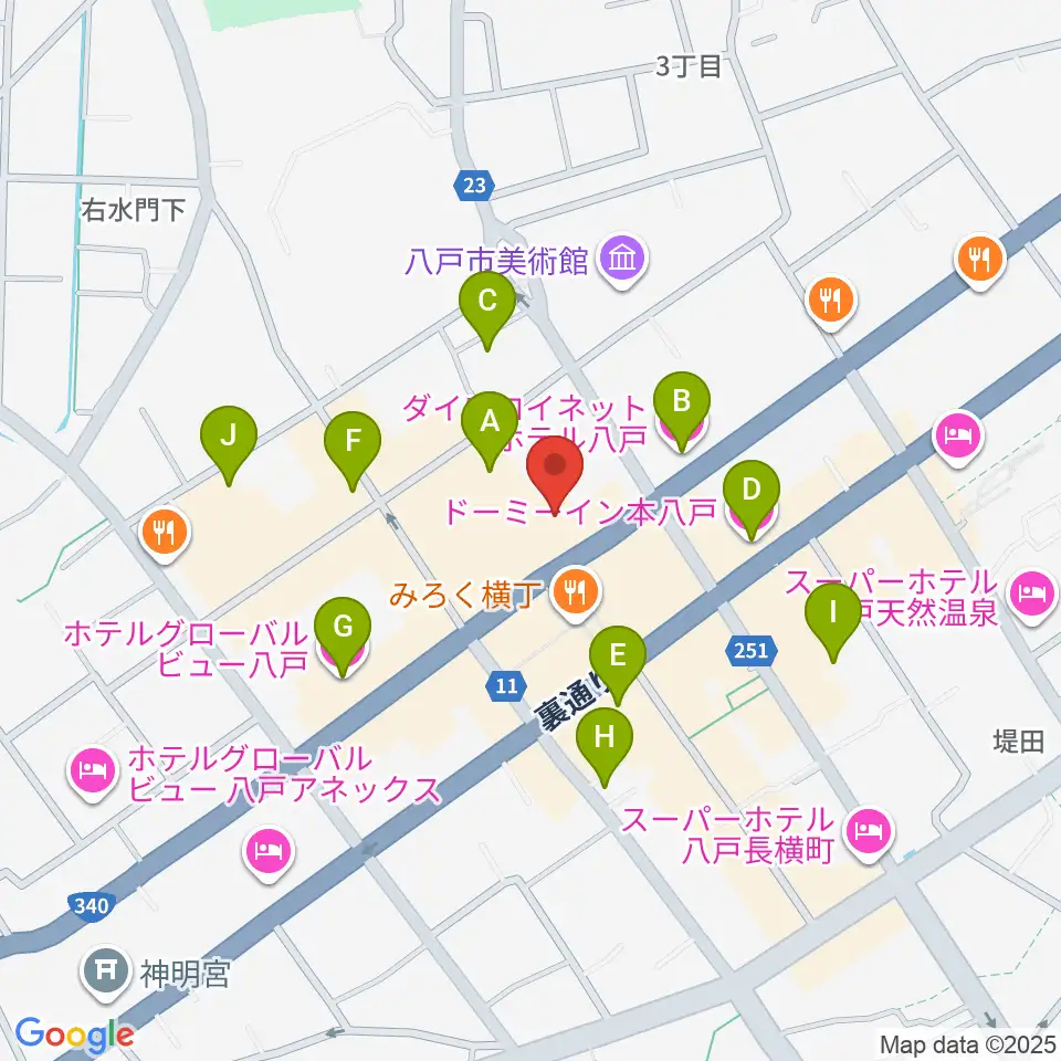 八戸ポータルミュージアムはっち周辺のホテル一覧地図
