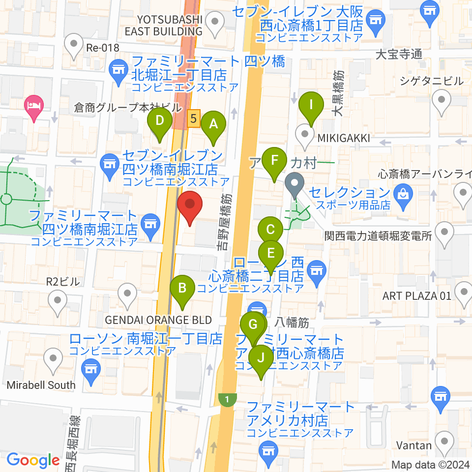 堀江5th street周辺のホテル一覧地図