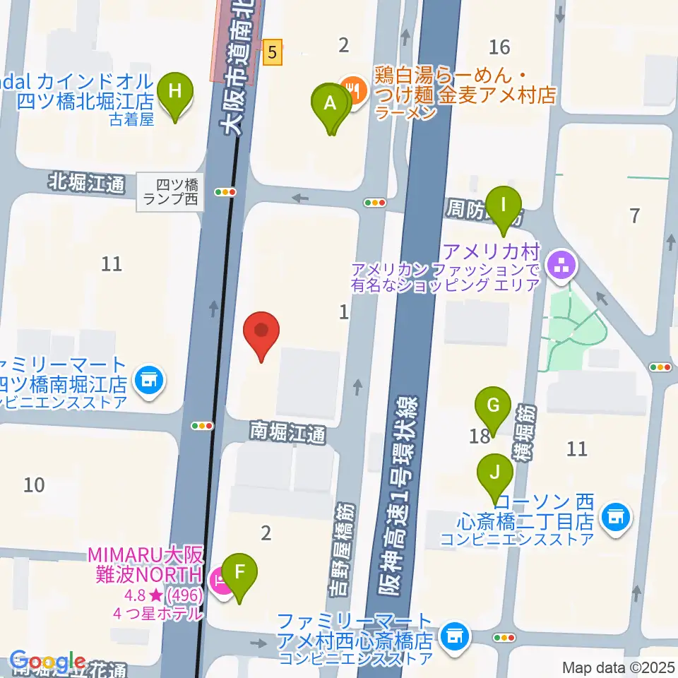 堀江5th street周辺のホテル一覧地図