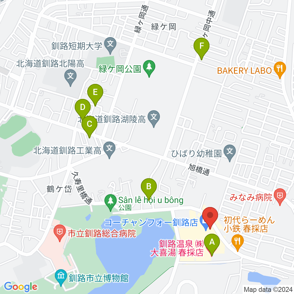 FMくしろ周辺のホテル一覧地図