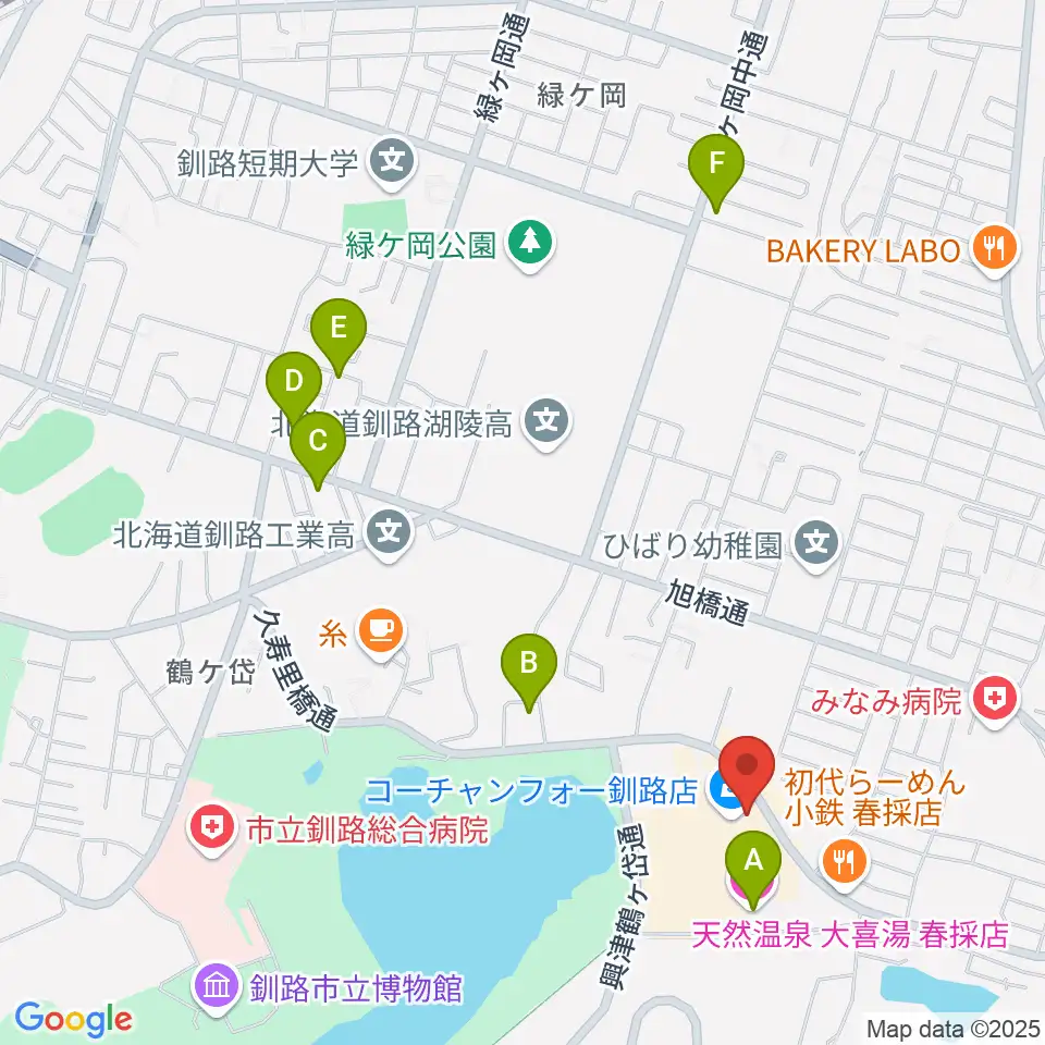 FMくしろ周辺のホテル一覧地図
