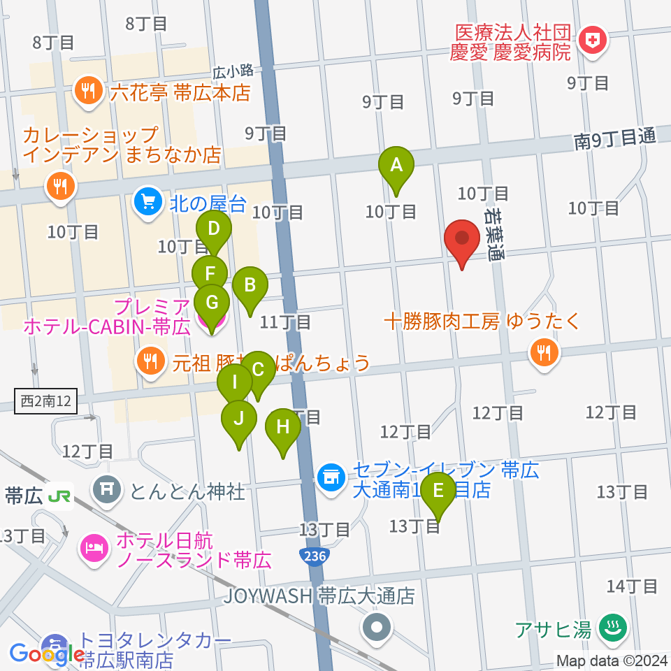 おびひろ市民ラジオ FM WING周辺のホテル一覧地図