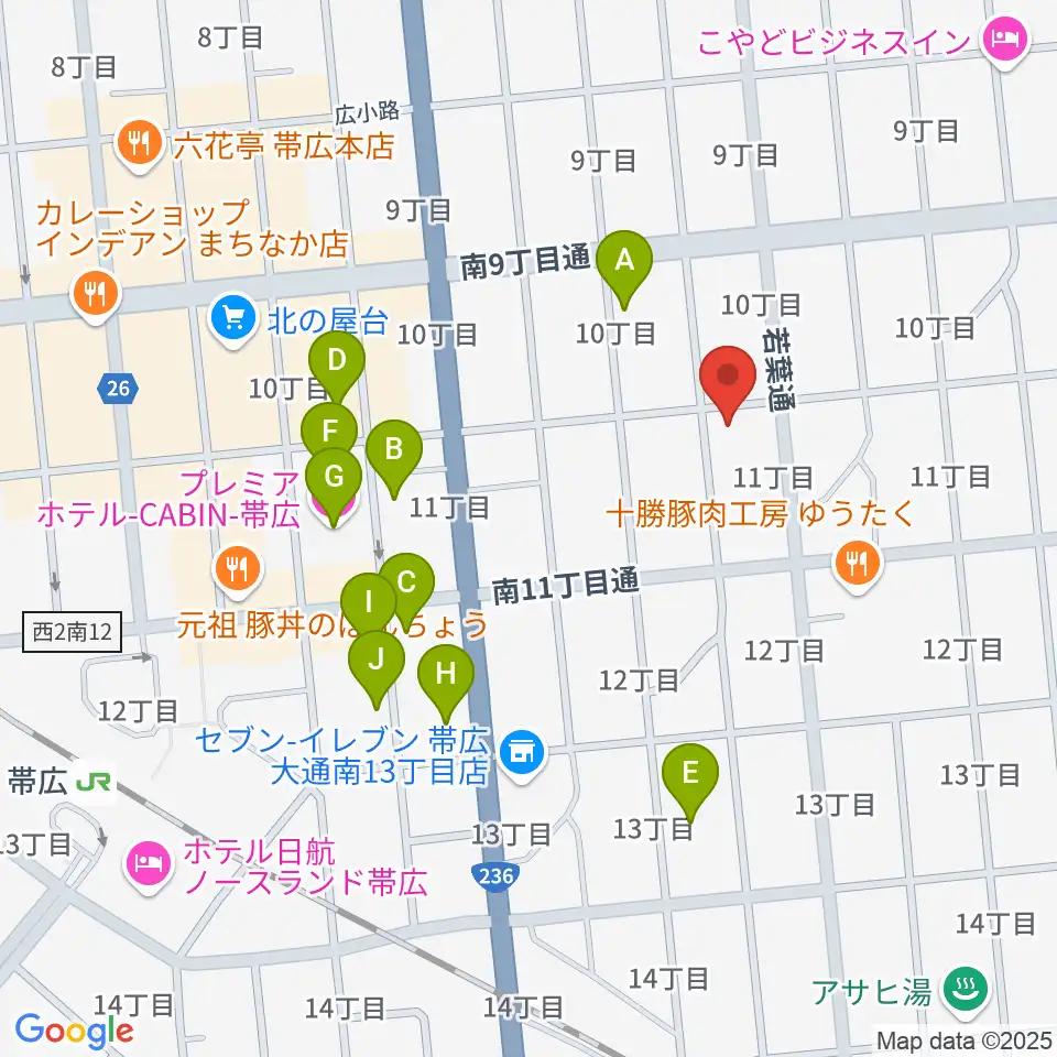おびひろ市民ラジオ FM WING周辺のホテル一覧地図