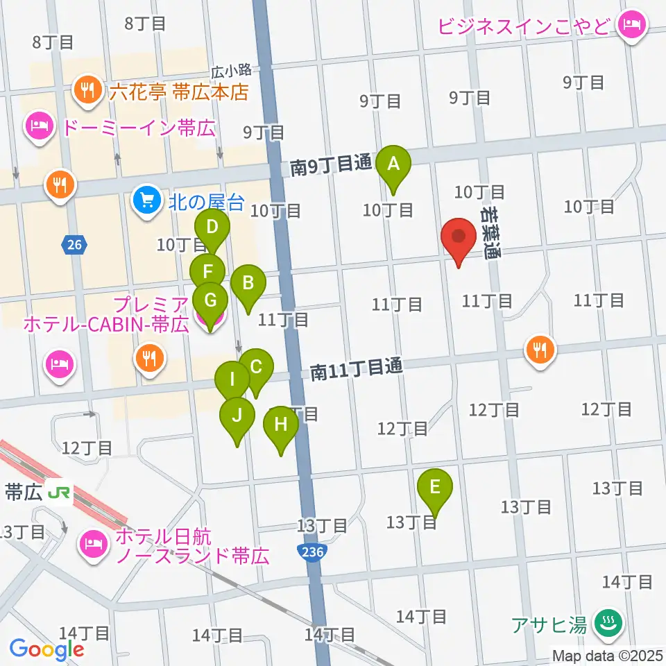 おびひろ市民ラジオ FM WING周辺のホテル一覧地図