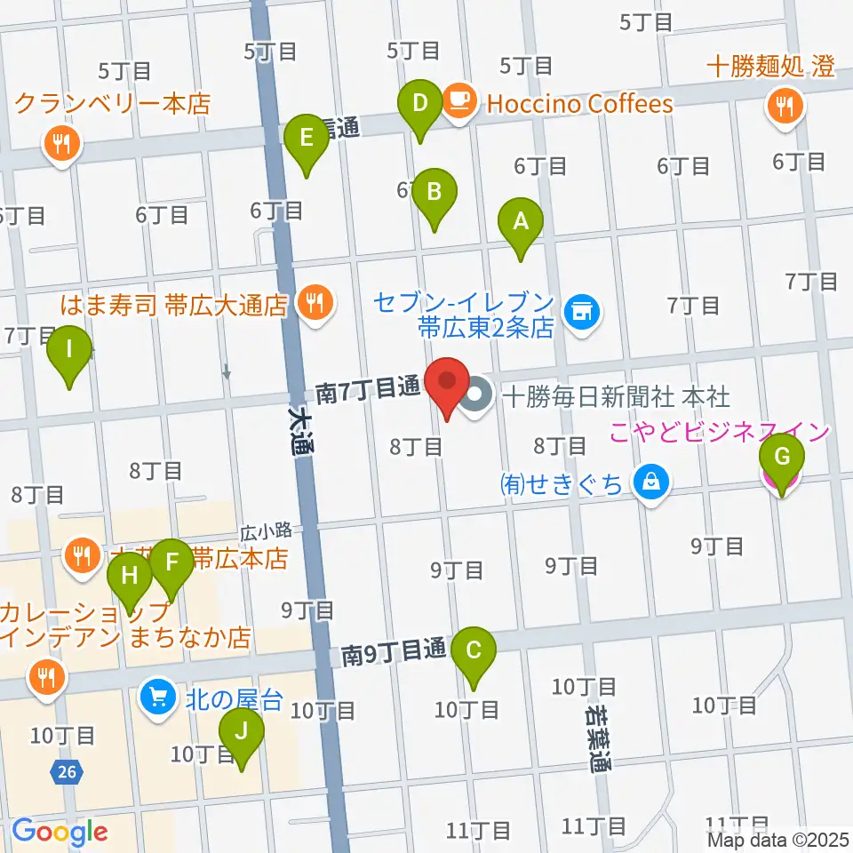 JAGA エフエムおびひろ周辺のホテル一覧地図