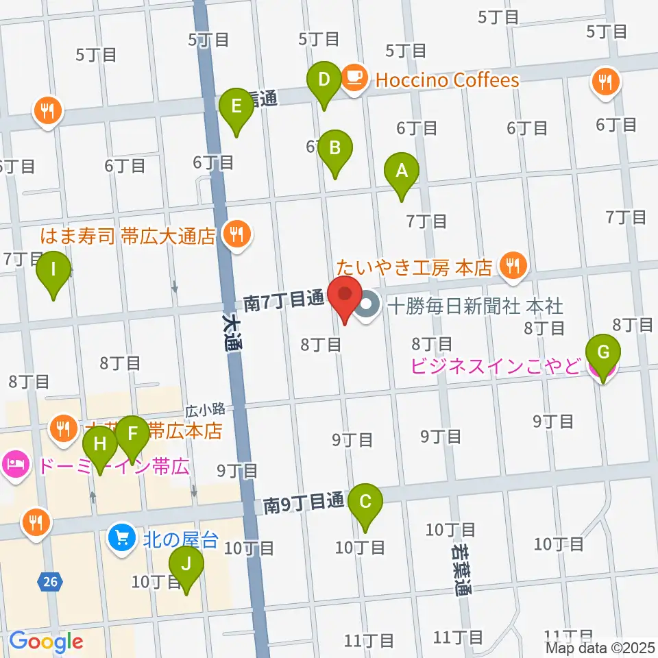 JAGA エフエムおびひろ周辺のホテル一覧地図