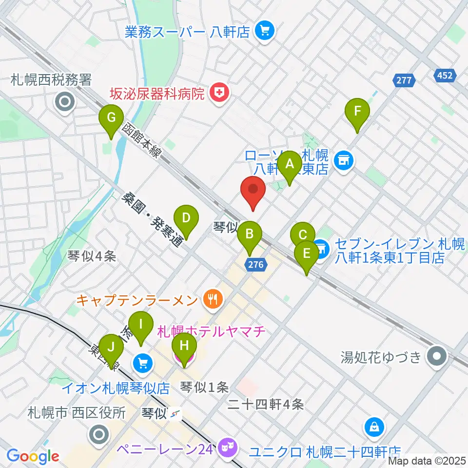 三角山放送局周辺のホテル一覧地図