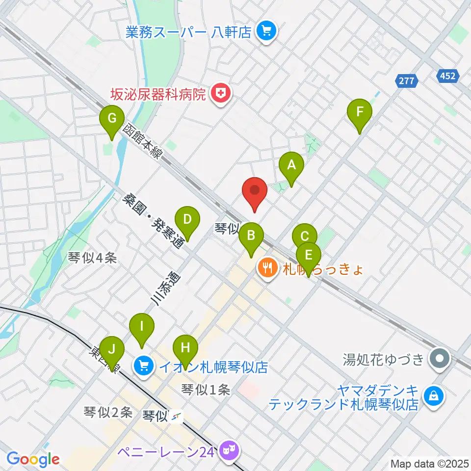 三角山放送局周辺のホテル一覧地図