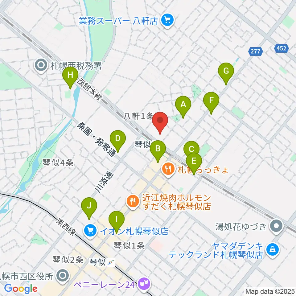 三角山放送局周辺のホテル一覧地図