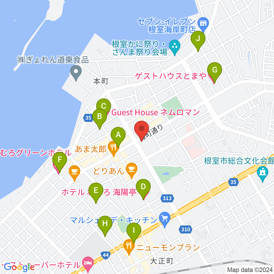 FMねむろ周辺のホテル一覧地図