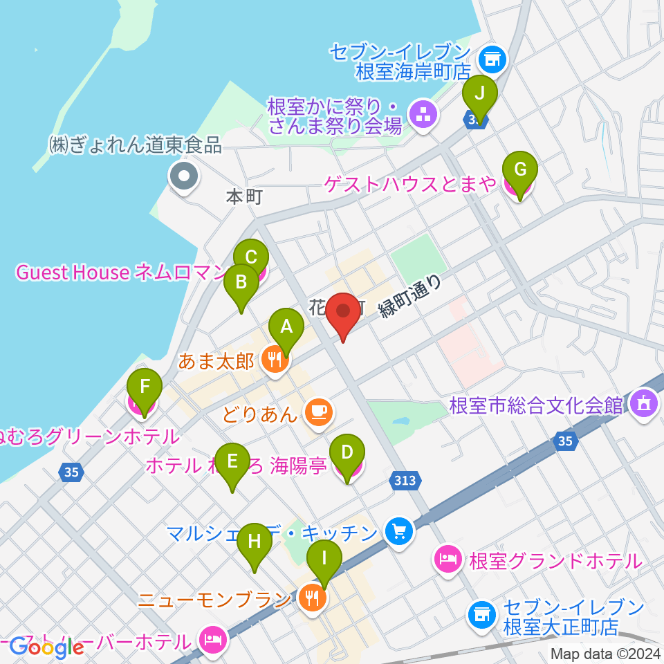 FMねむろ周辺のホテル一覧地図