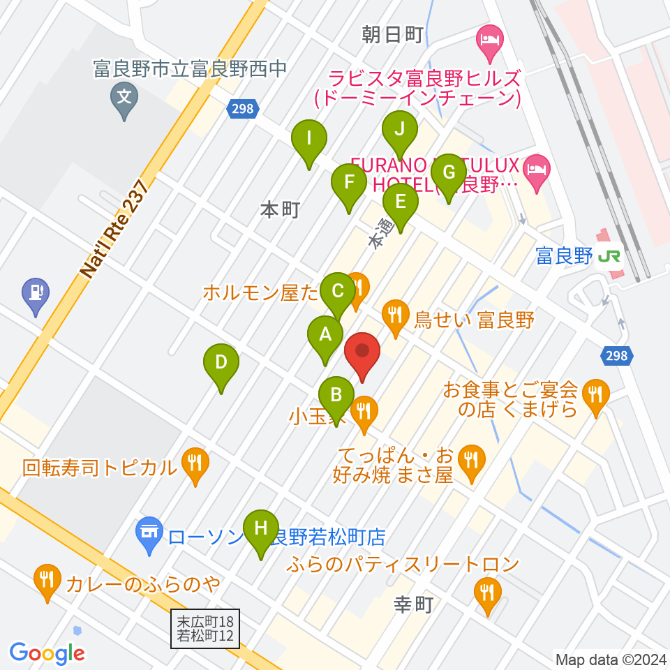 ラジオふらの周辺のホテル一覧地図