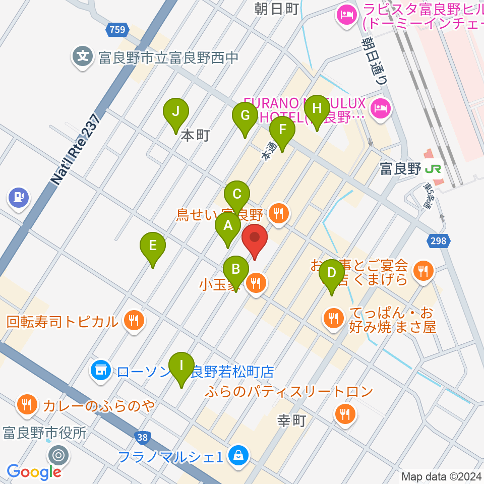 ラジオふらの周辺のホテル一覧地図