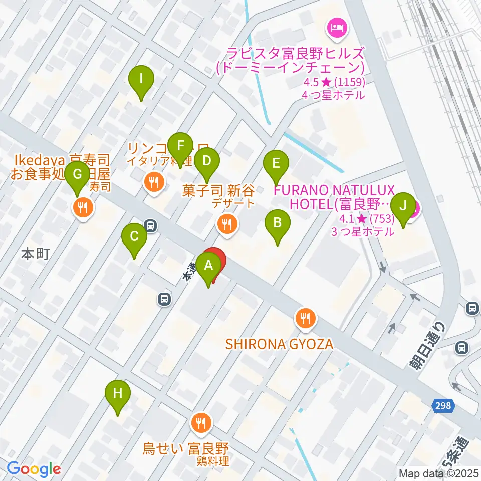 ラジオふらの周辺のホテル一覧地図