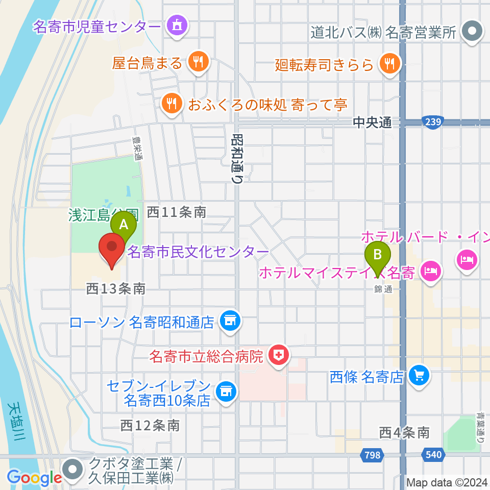 Airてっし周辺のホテル一覧地図