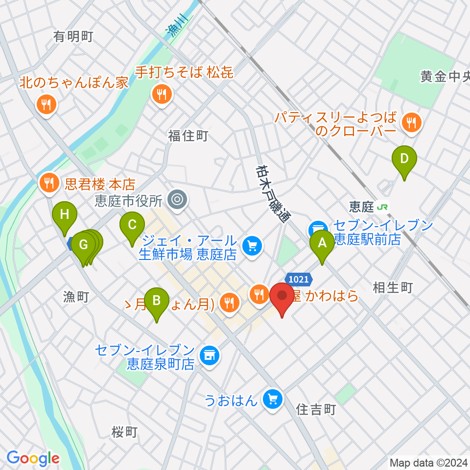 e-niwa（いーにわ）周辺のホテル一覧地図