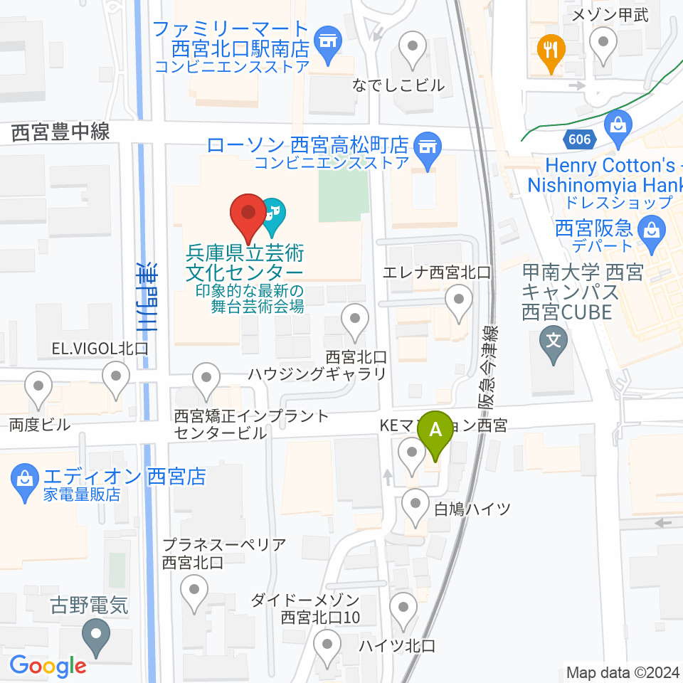 兵庫県立芸術文化センター 阪急中ホール周辺のホテル一覧地図