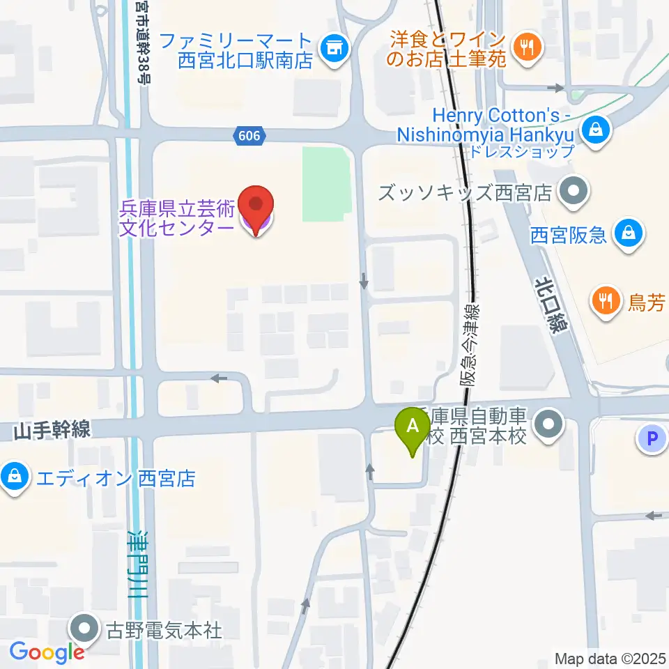 兵庫県立芸術文化センター 阪急中ホール周辺のホテル一覧地図
