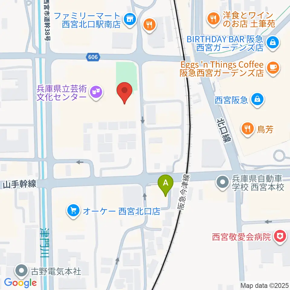 兵庫県立芸術文化センター 神戸女学院小ホール周辺のホテル一覧地図