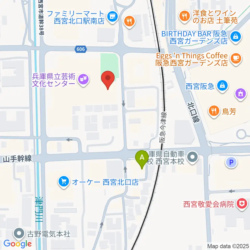 兵庫県立芸術文化センター 神戸女学院小ホール周辺のホテル一覧地図