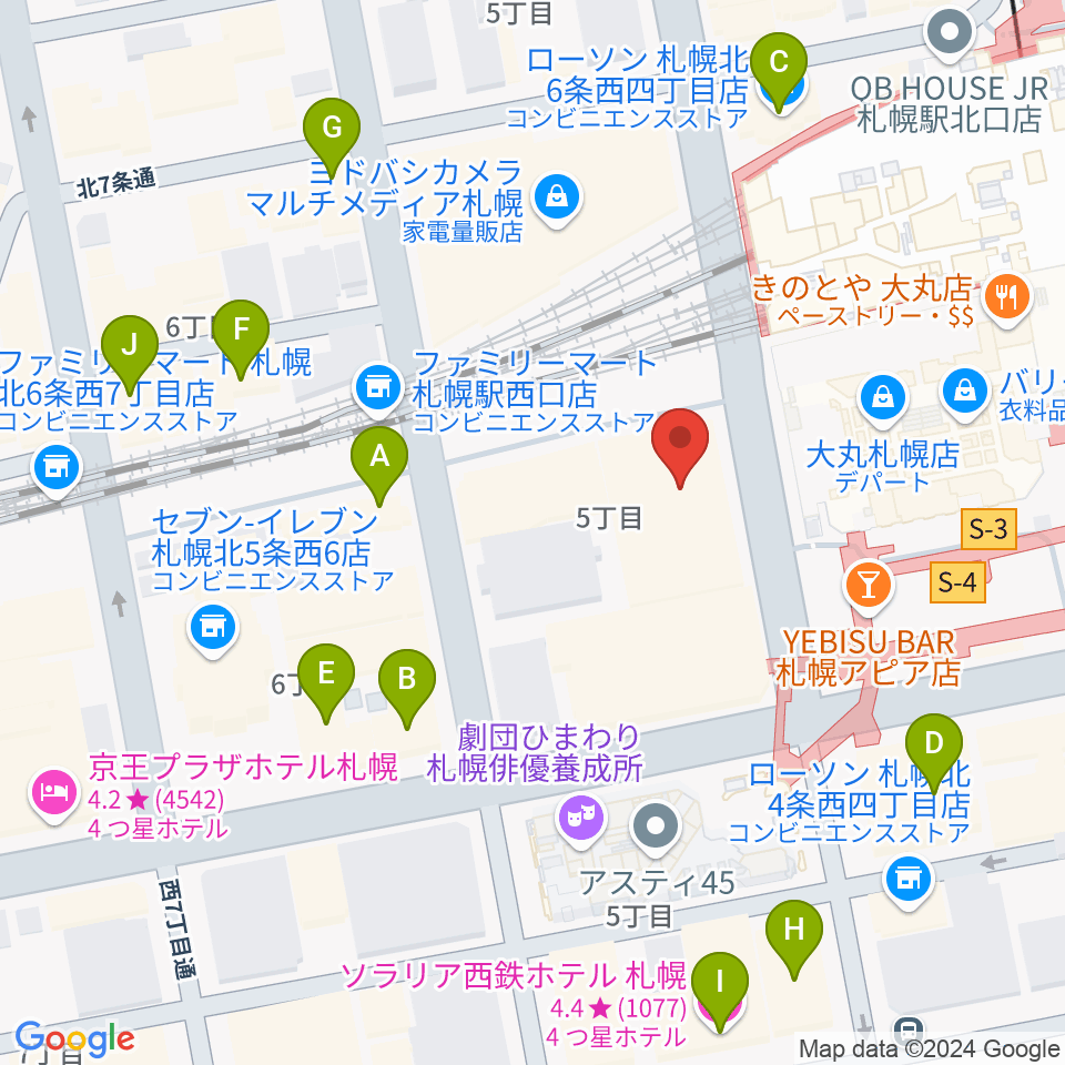 札幌センター ヤマハミュージック周辺のホテル一覧地図