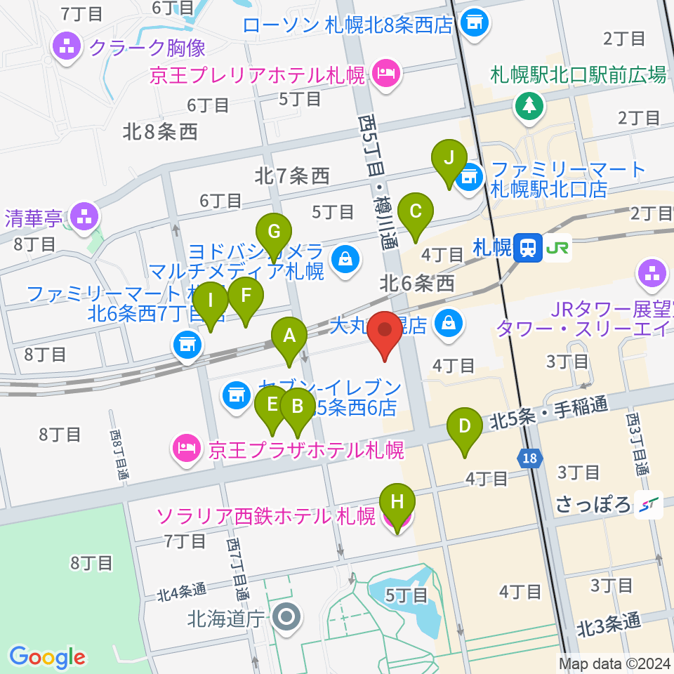 札幌センター ヤマハミュージック周辺のホテル一覧地図