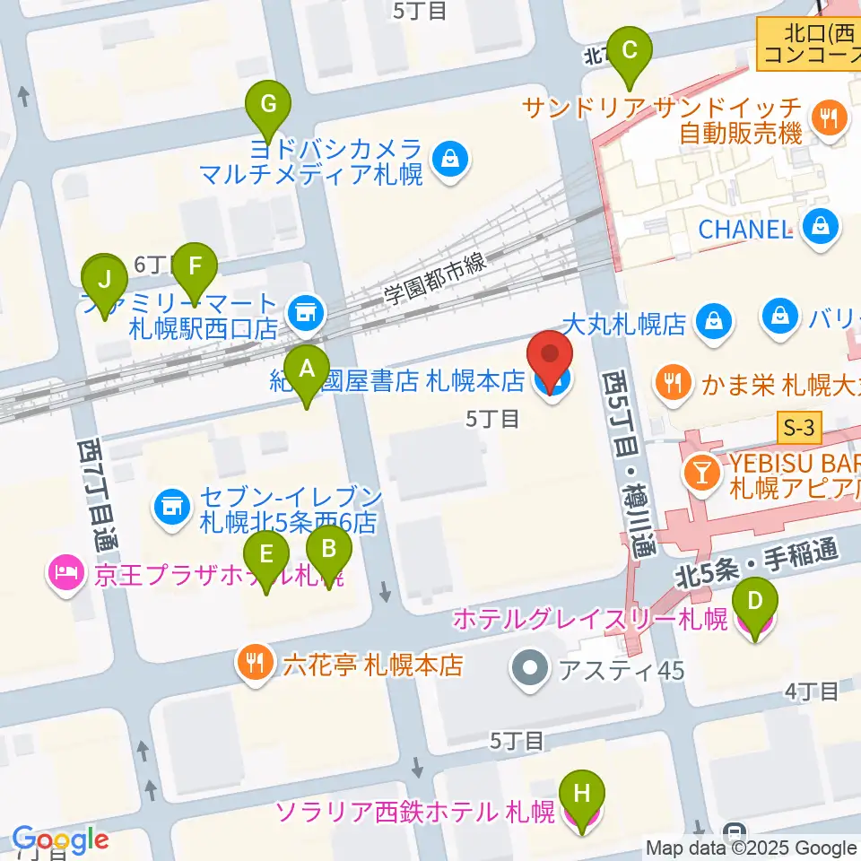 札幌センター ヤマハミュージック周辺のホテル一覧地図