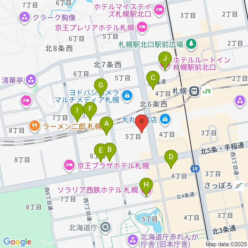 札幌センター ヤマハミュージック周辺のホテル一覧地図