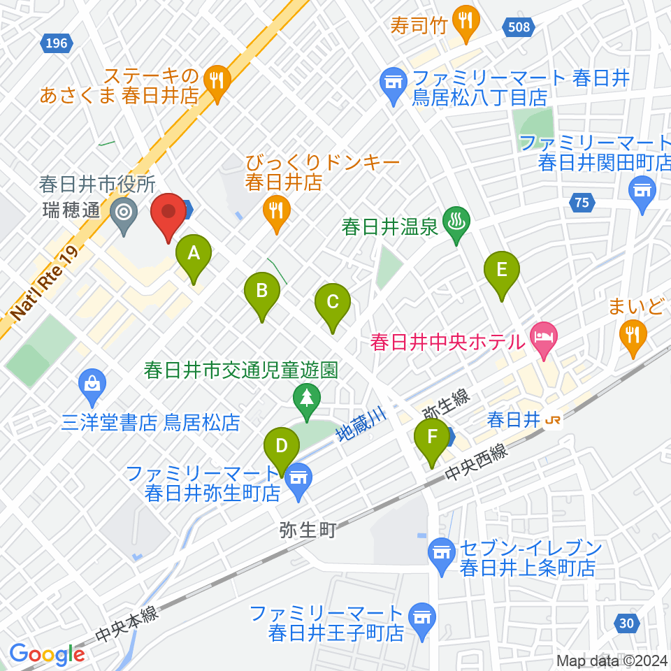 春日井市民会館周辺のホテル一覧地図