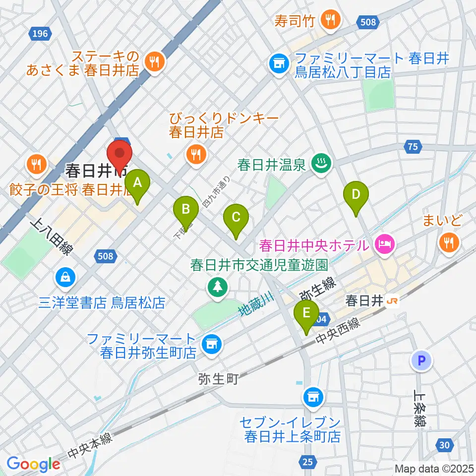 春日井市民会館周辺のホテル一覧地図