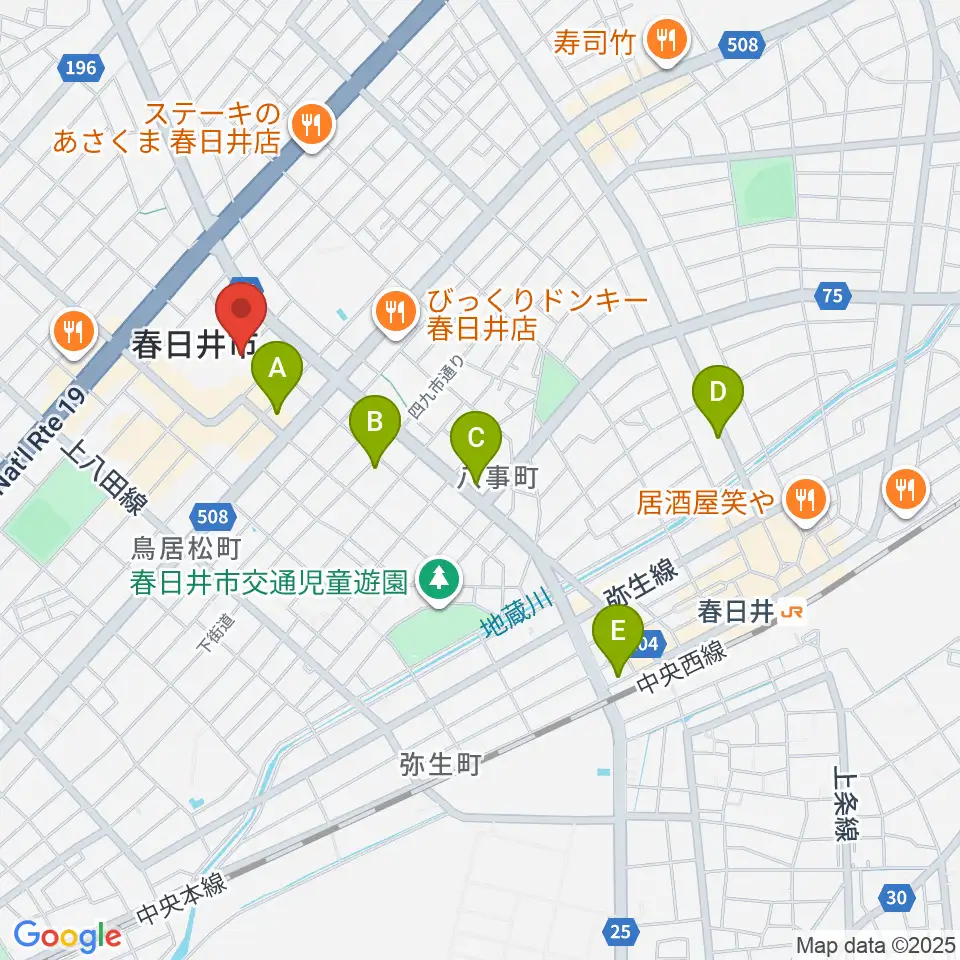 春日井市民会館周辺のホテル一覧地図
