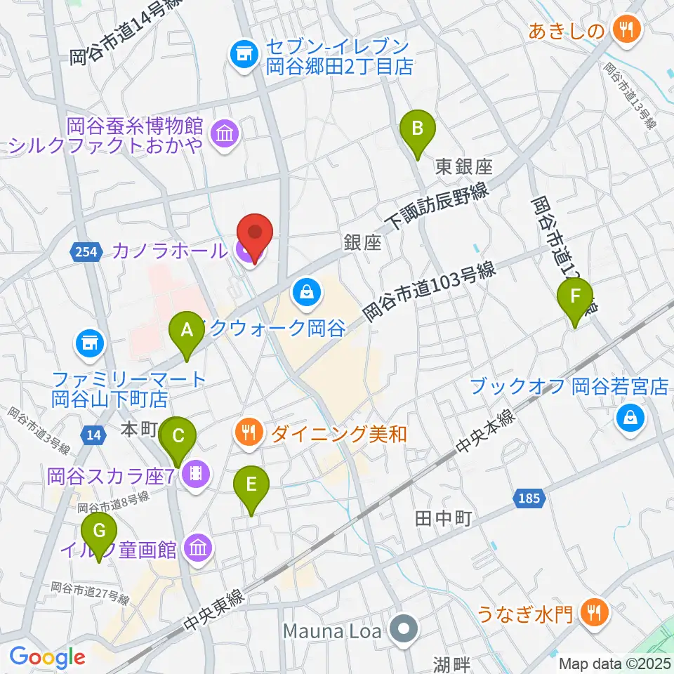 カノラホール 岡谷市文化会館周辺のホテル一覧地図