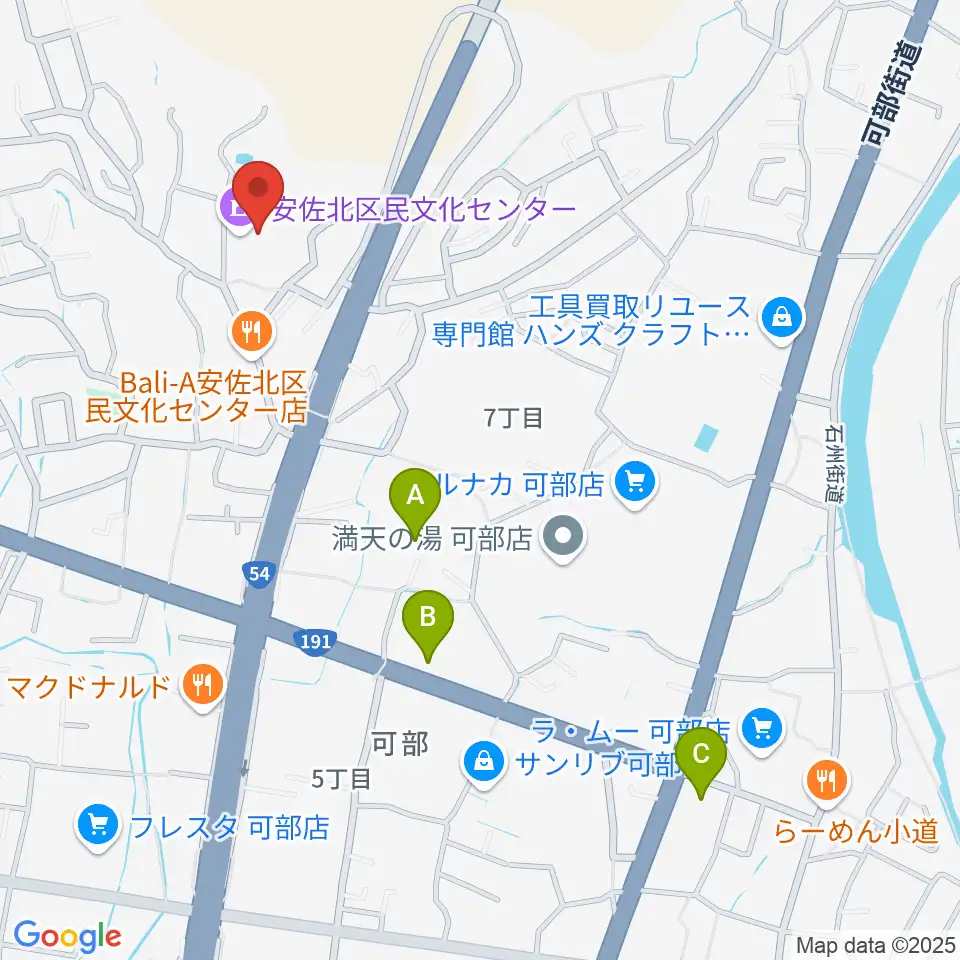安佐北区民文化センター周辺のホテル一覧地図
