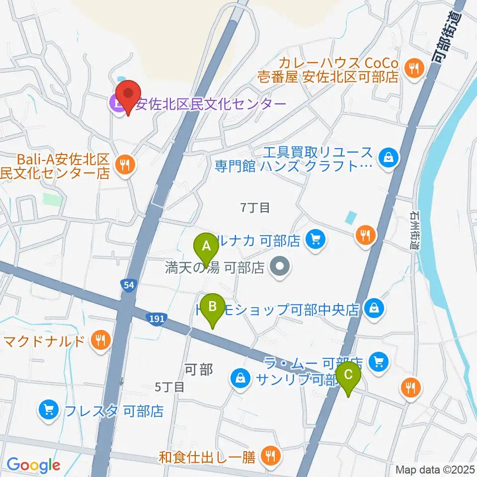 安佐北区民文化センター周辺のホテル一覧地図