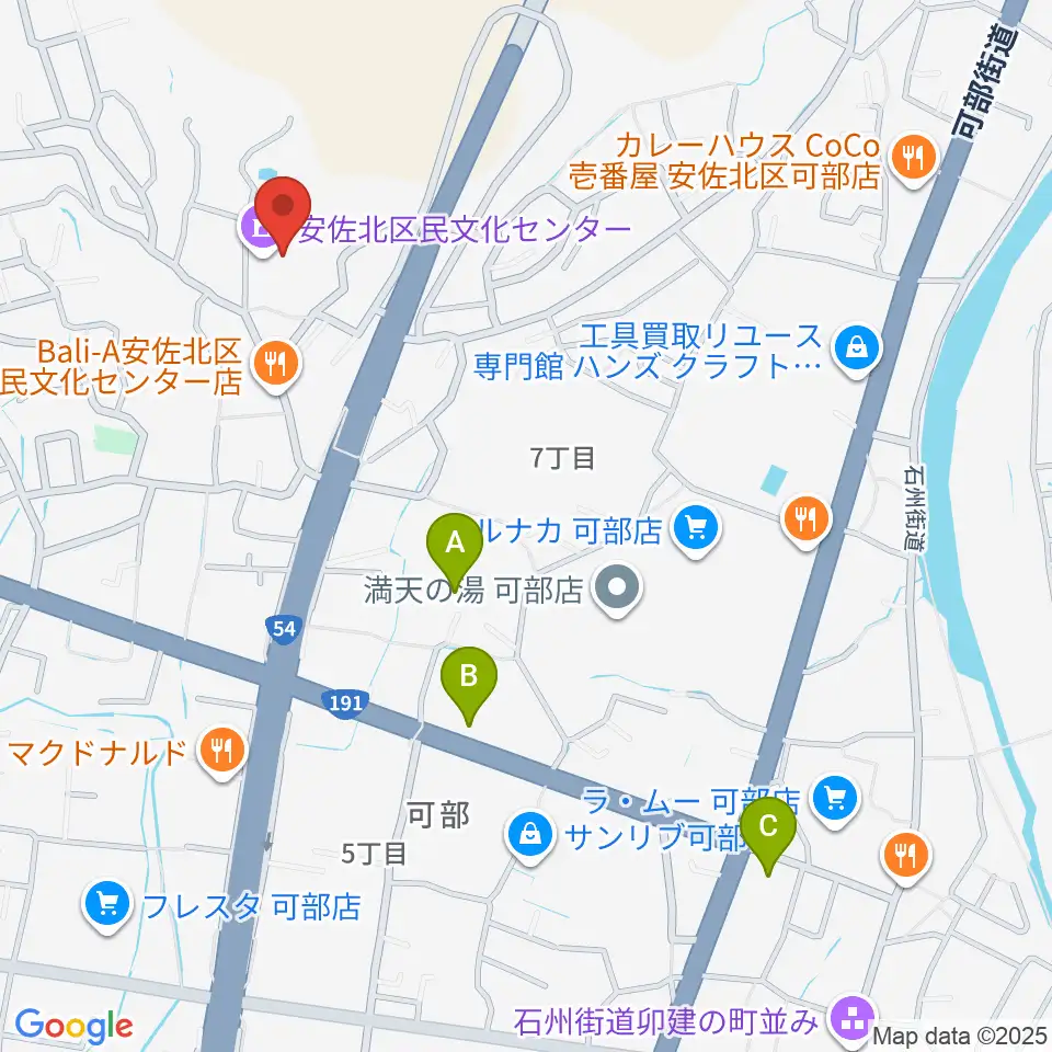 安佐北区民文化センター周辺のホテル一覧地図