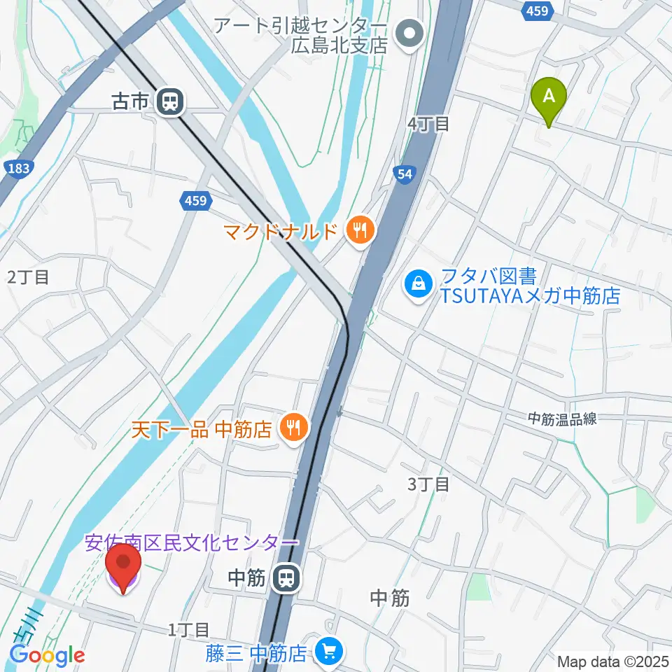 マエダハウジング安佐南区民文化センター周辺のホテル一覧地図