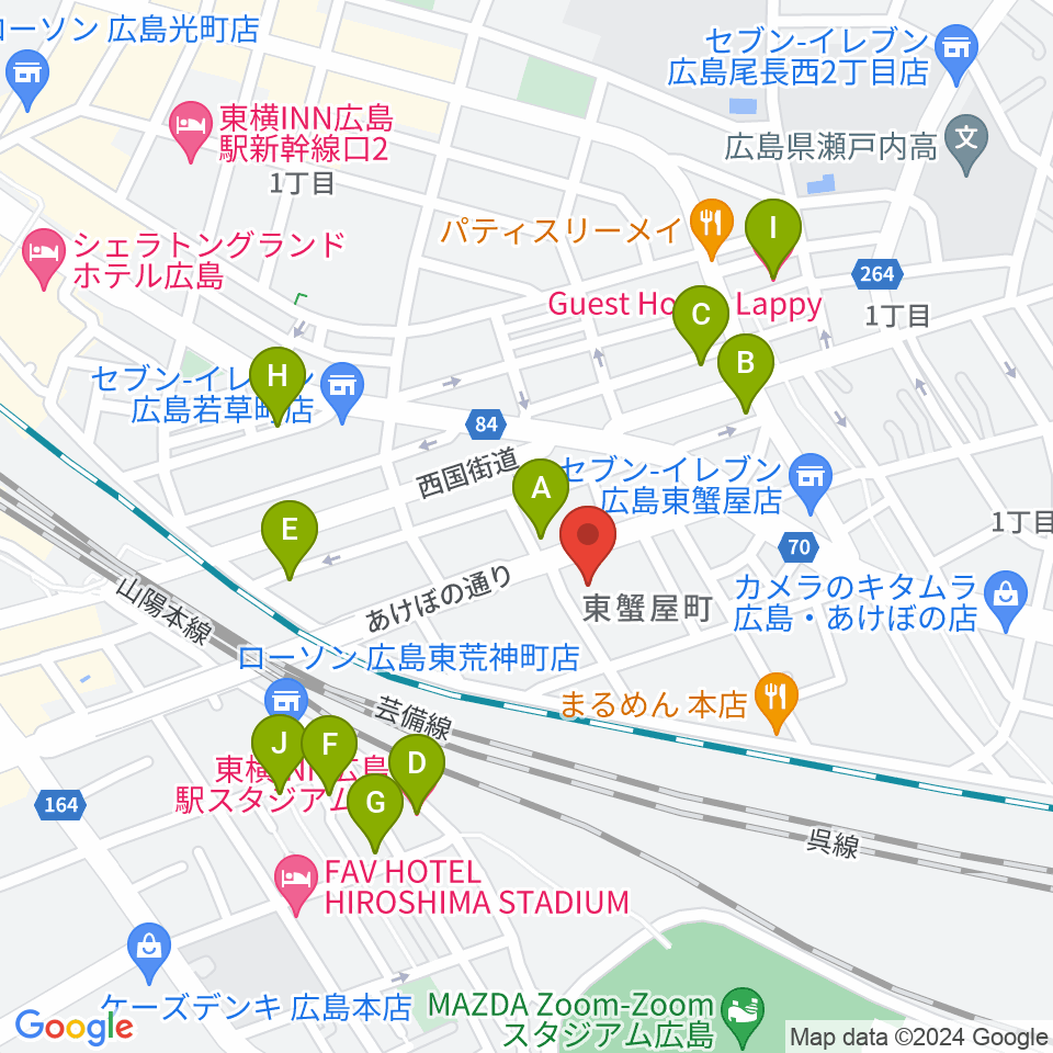 広島市東区民文化センター周辺のホテル一覧地図