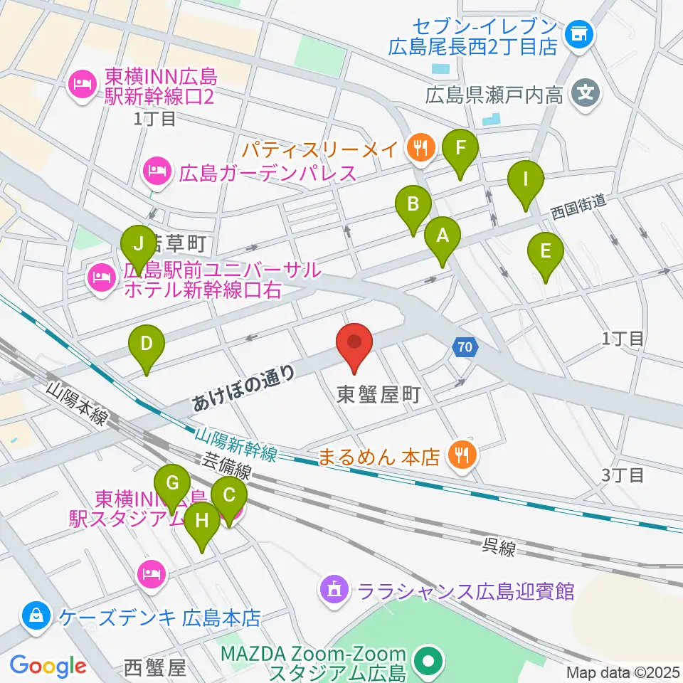広島市東区民文化センター周辺のホテル一覧地図