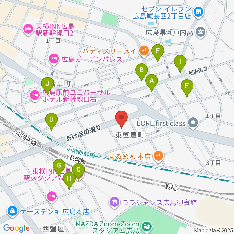 広島市東区民文化センター周辺のホテル一覧地図