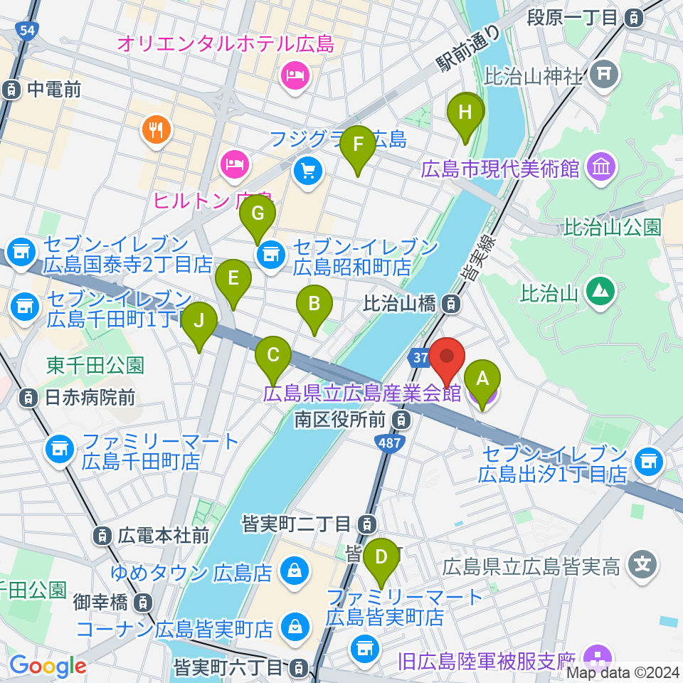 広島市南区民文化センター周辺のホテル一覧地図