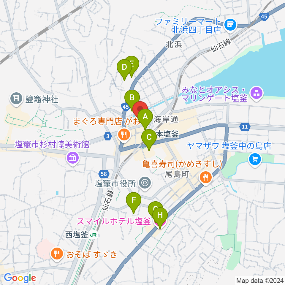 ベイウェーブ周辺のホテル一覧地図