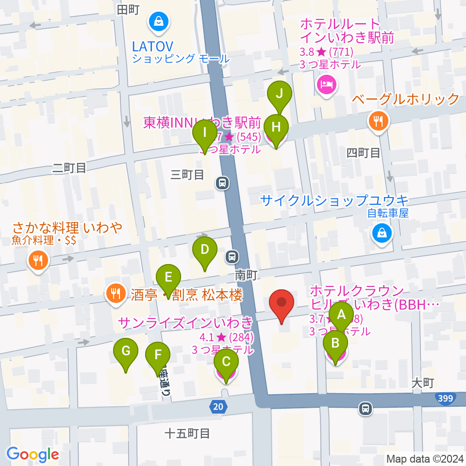 FMいわき周辺のホテル一覧地図