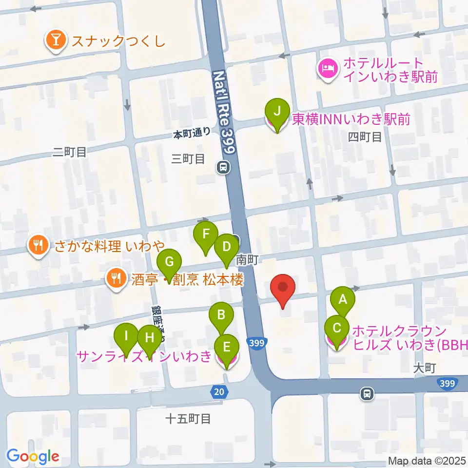 FMいわき周辺のホテル一覧地図