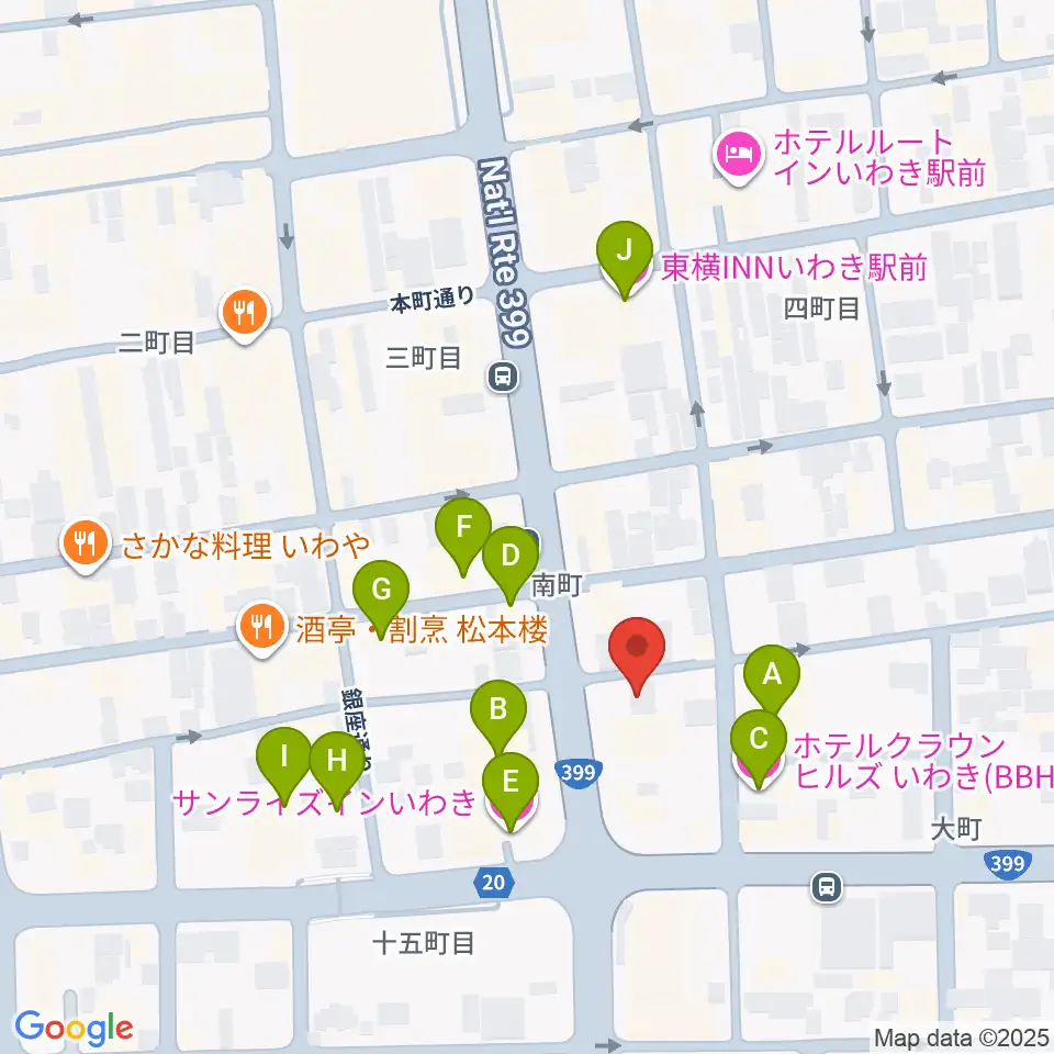 FMいわき周辺のホテル一覧地図