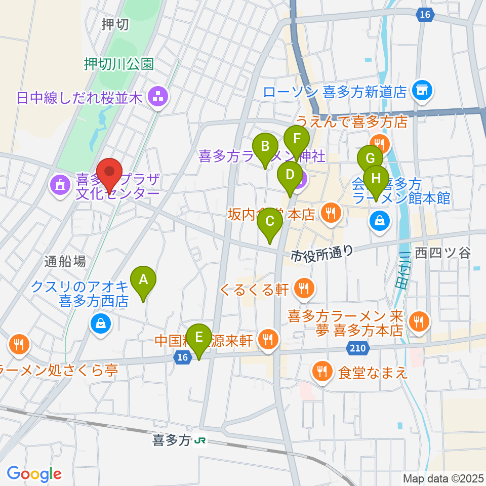 喜多方シティエフエム周辺のホテル一覧地図