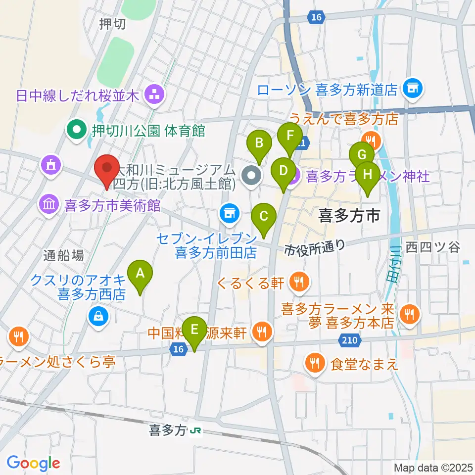 喜多方シティエフエム周辺のホテル一覧地図