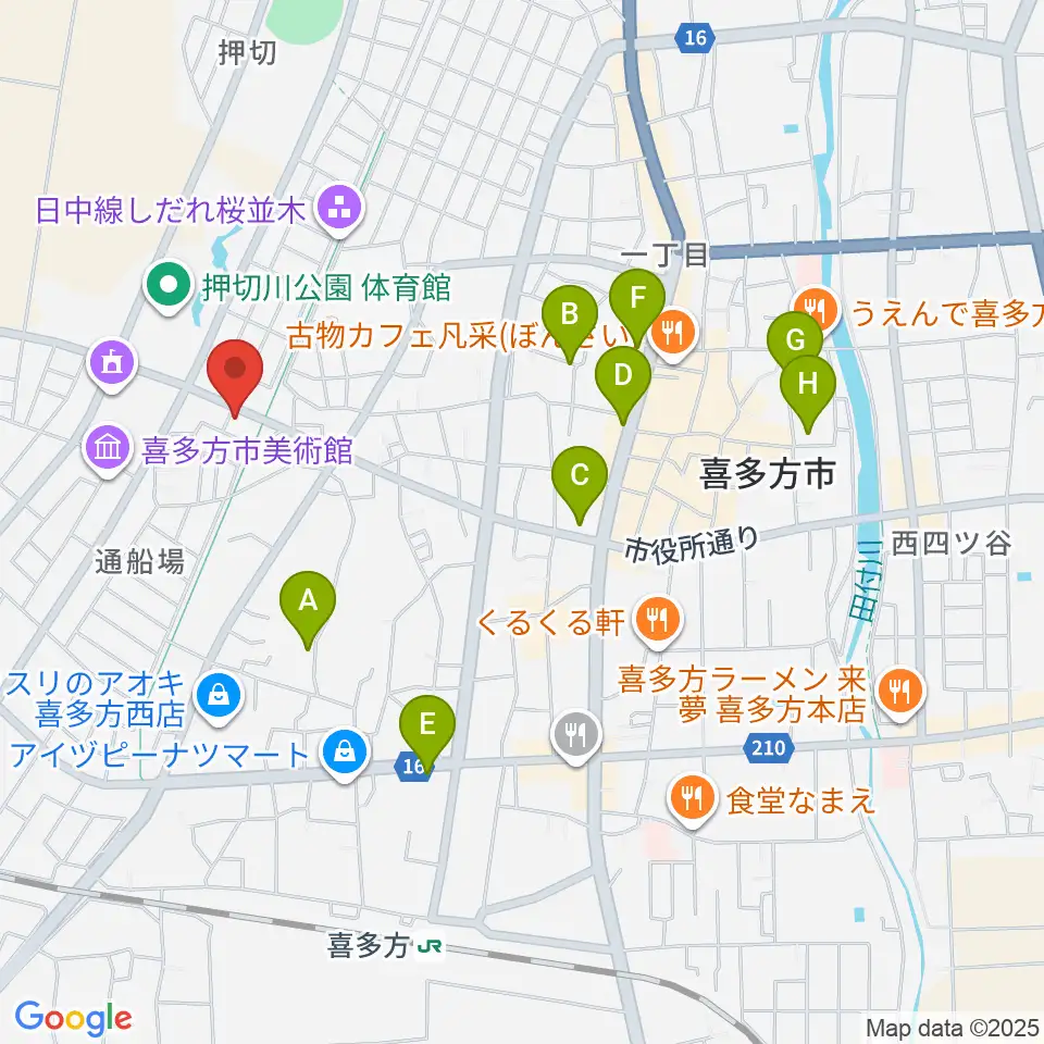 喜多方シティエフエム周辺のホテル一覧地図